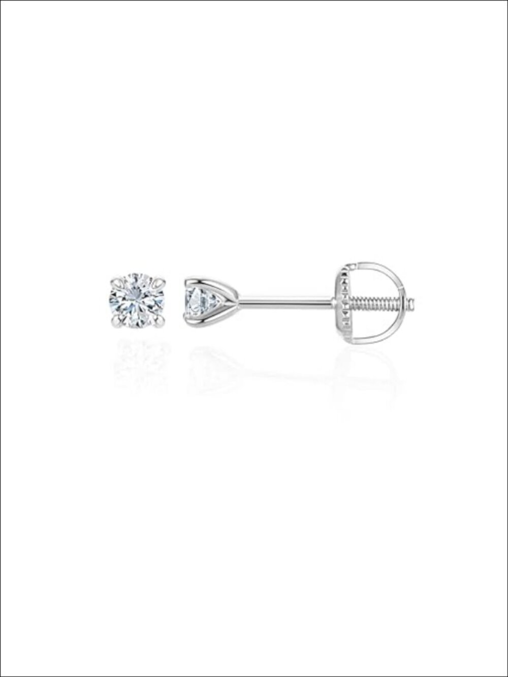 Lab Grown Diamond Stud Earrings Hypoallergenic Sterling Silver Screw Back